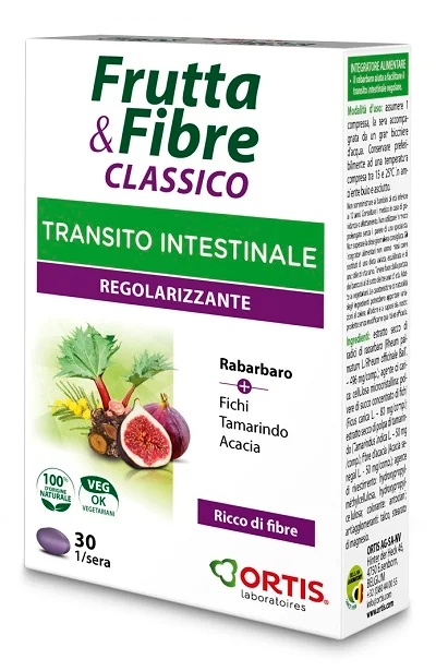 FRUIT&FIBER Complément alimentaire classique aux fruits et aux fibres pour faciliter le transit intestinal et lutter contre la paresse intestinale 30 comprimés