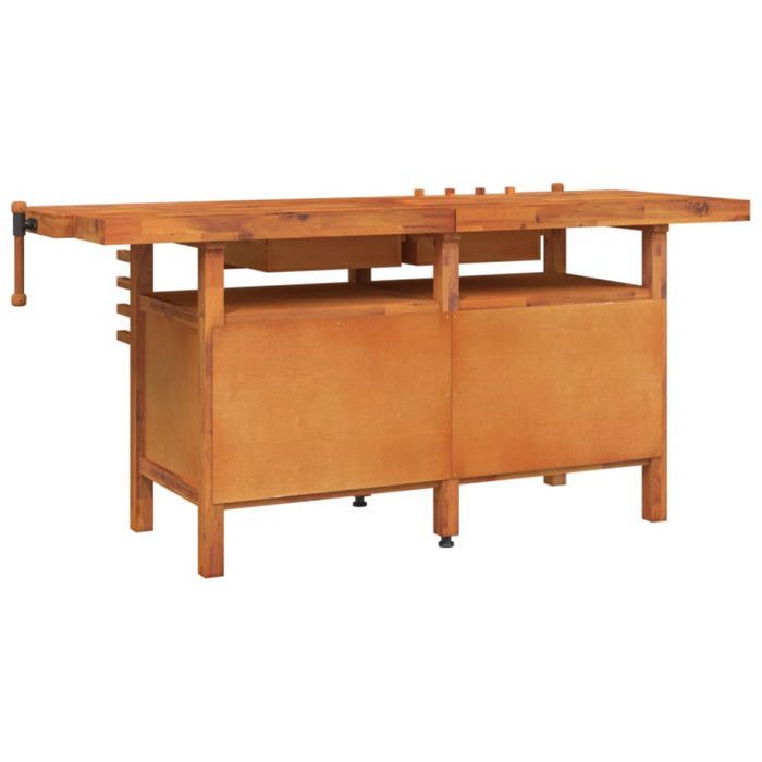 Banco de trabajo vidaXL con cajones y tornillos de banco 192x62x83 cm Madera maciza de acacia 153326