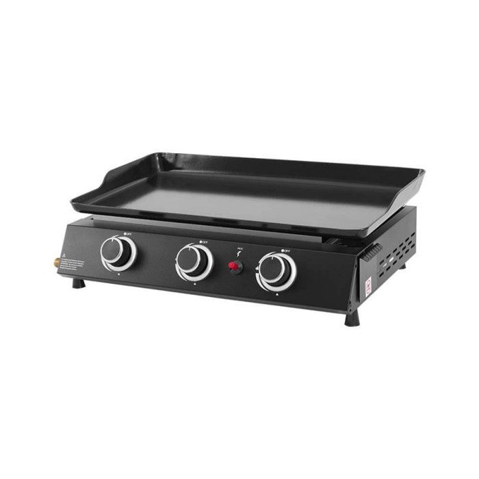 Plancha gaz Alma 3 feux - COOKING BOX BY FAVEX - Plaque acier émaillé - 3 brûleurs 7.2kW - Surface 61 x 34 cm - 8 convives - Noir