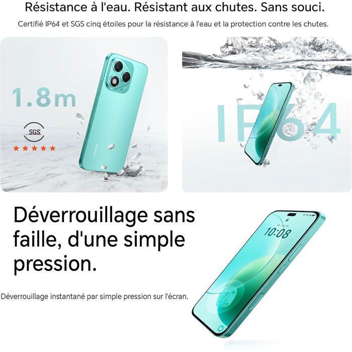 Smartphone 5G - HONOR 400 Lite - 8GB RAM - 256GB - Verde - Pulsante fotocamera AI - Ritratto urbano da 108MP - 5230mAh - Versione UE
