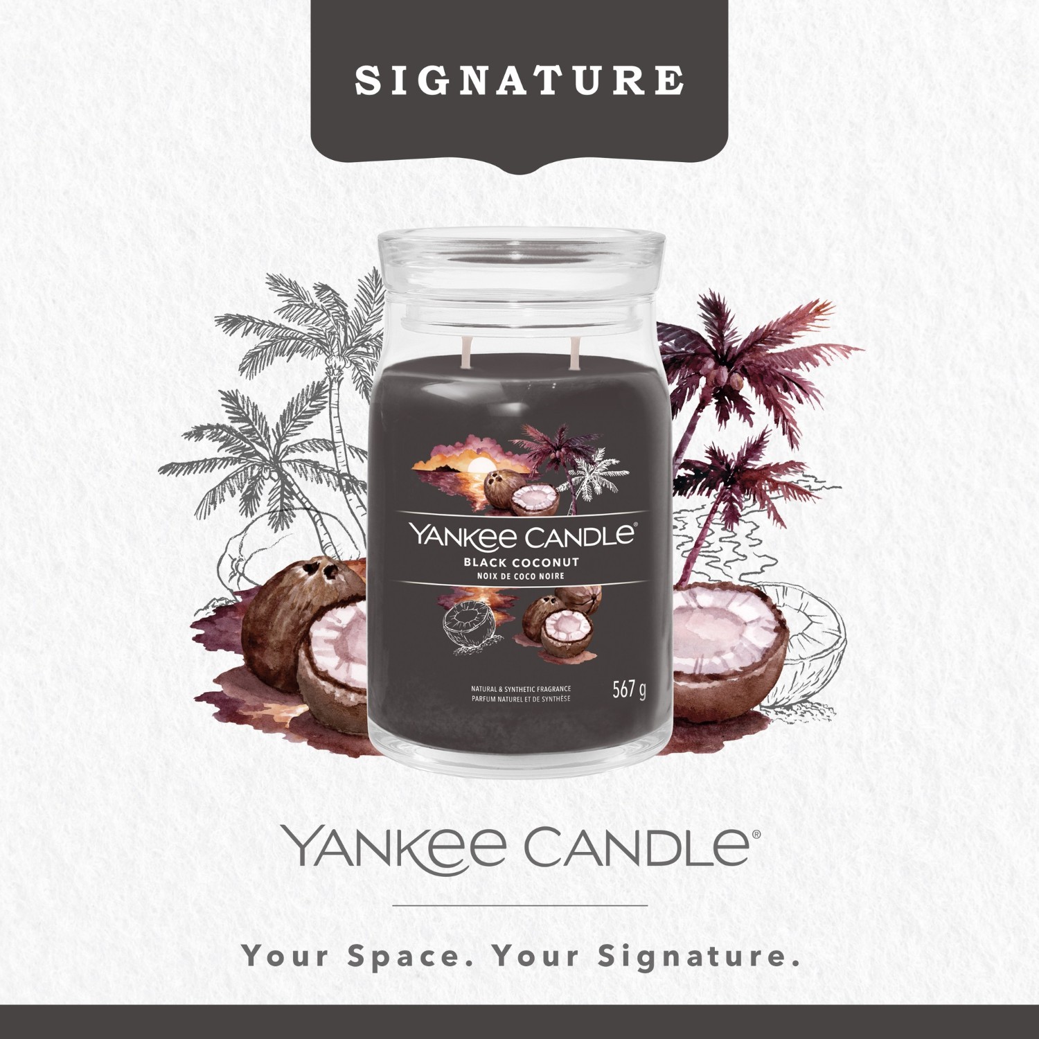 YANKEE CANDLE Grande Jarre Noix de Coco Noire