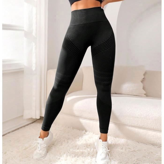 Leggings à Compression 3D - Femme - Noir - Anti-Cellulite - Taille Haute - Push-Up Noir#L