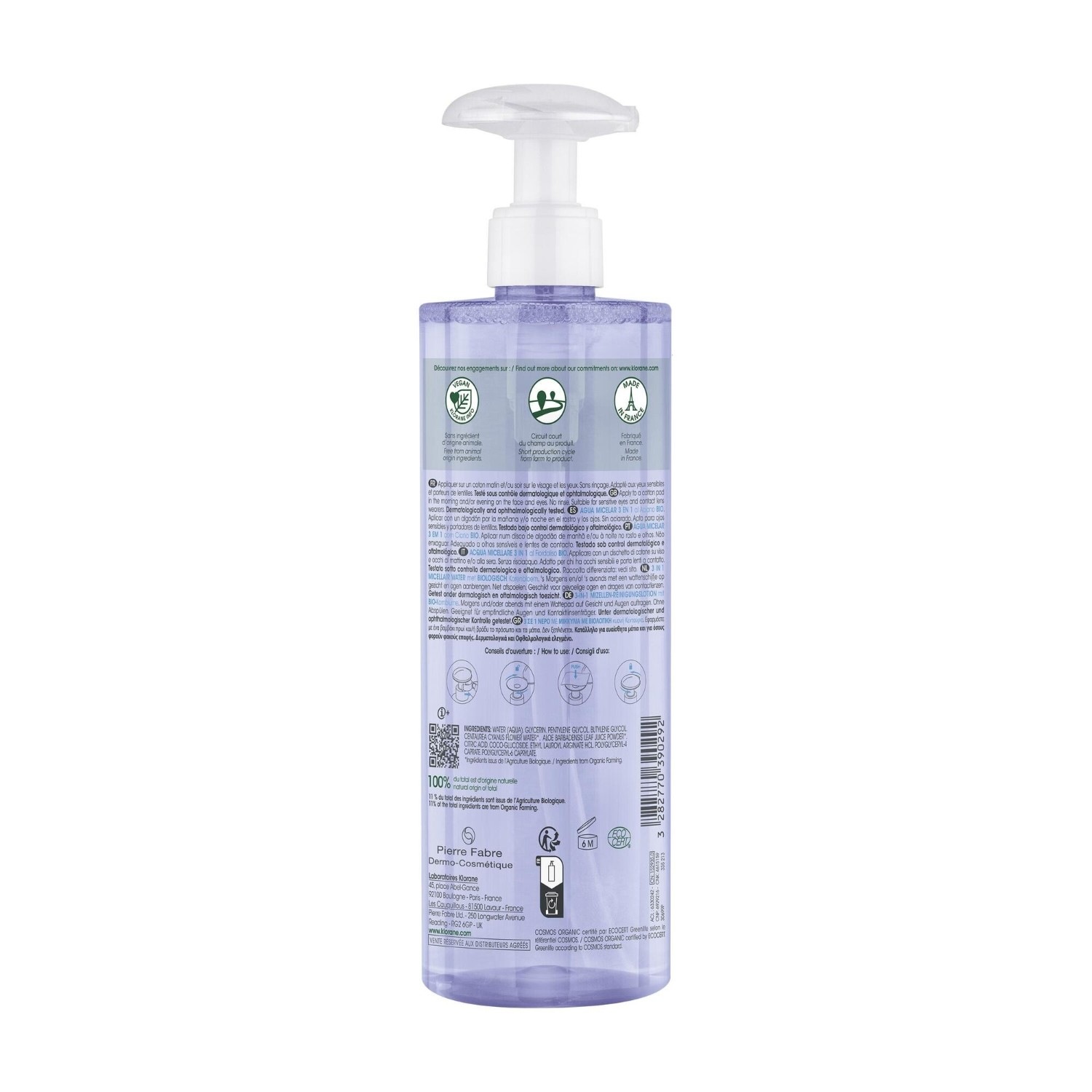 Klorane Eau Micellaire 3-en-1 au Bleuet BIO