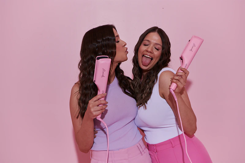 Modelador de Cabelo Duplo Ondulado Mermade Rosa