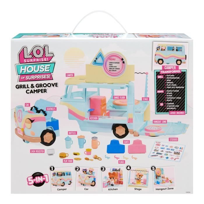 ¡LOL Surprise! - Minibús 5 en 1 - Compatible con muñecas LOL - Totalmente equipado