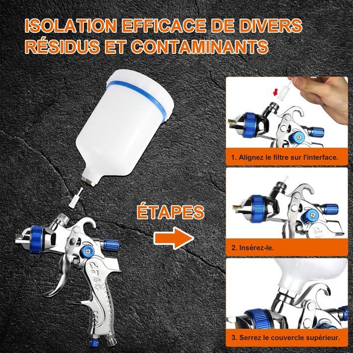 Pistolet A Peinture-Pistolet Peinture-Pulvérisateurs De Peinture-avec 3 Buses 1,4/1,7/2 mm,600mL-Spray Gun