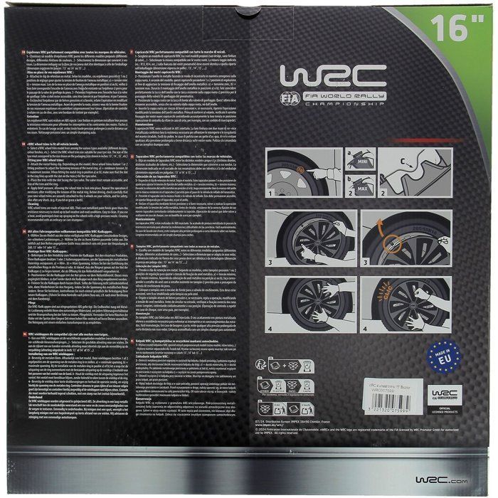 Set of 4 two-tone grey & black 16-inch wheel trims - WRC - TURBO - Racing look - Quick and easy clip-on installation
