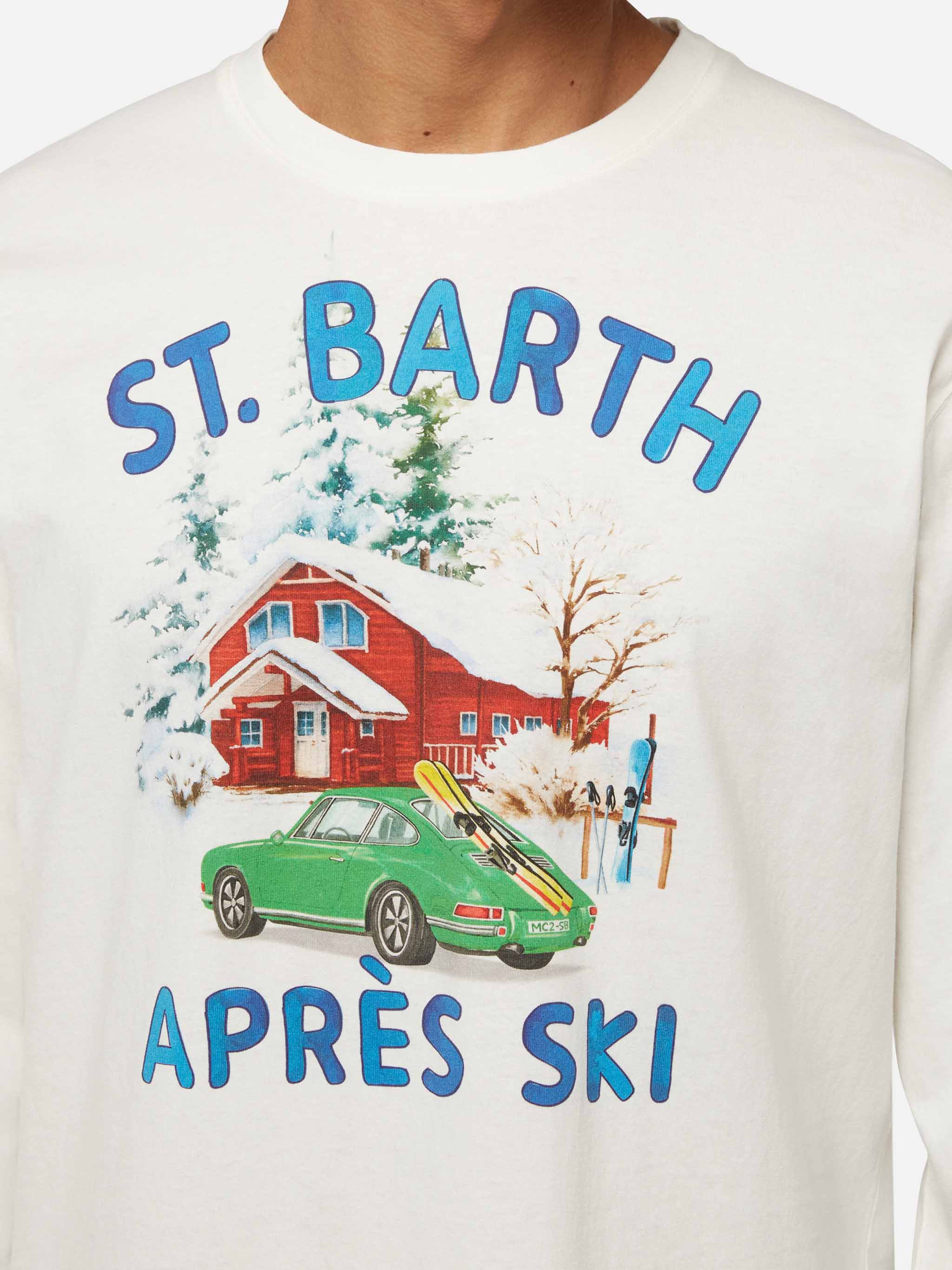 T-shirt d'hiver en coton Luton avec imprimé voiture et chalet