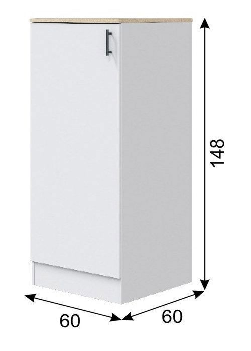 Kitchen cabinet column with 1 door, glossy white/Canadian oak finish