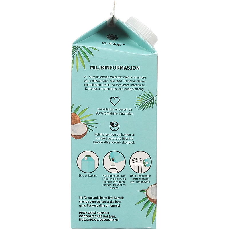 Champú Sunsilk 750 ml, recambio, cuidado con coco Sunsilk