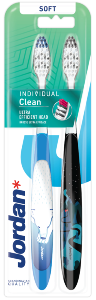 Cepillos de dientes Jordan Individual Clean Soft, paquete de 2