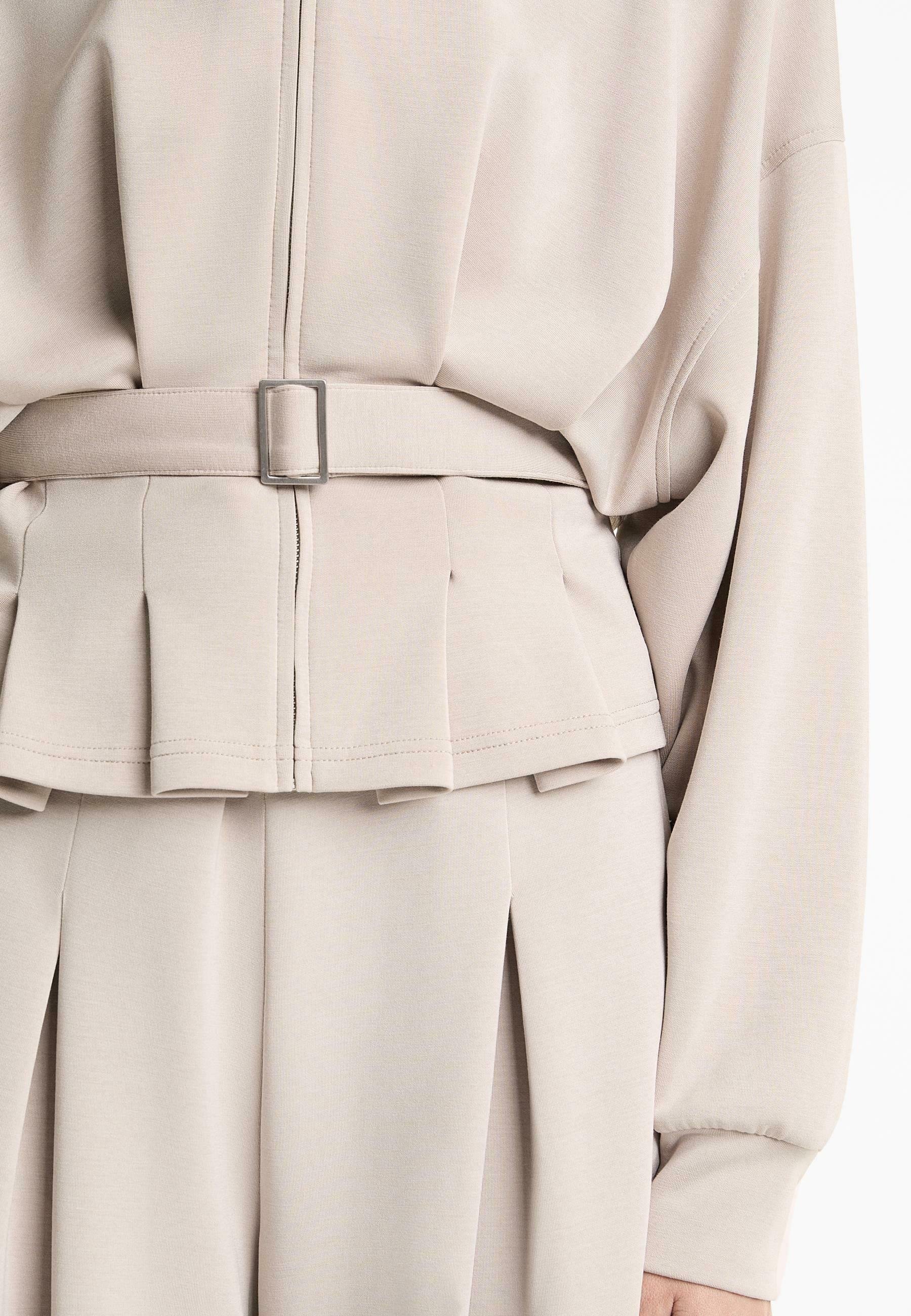 OYSHO Cardigan mit Gürtel und weichem Material – meliertes Beige