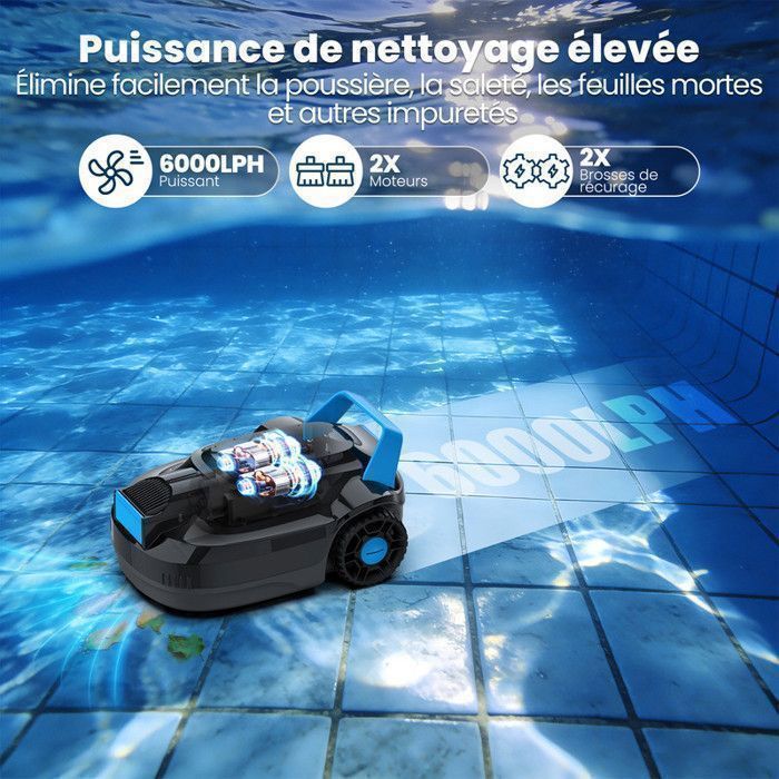 AIRROBO CP02 Draadloze Zwembadrobot, voor Wanden en Waterlijn, 120 Min. Gebruiksduur, Krachtige Zuigkracht