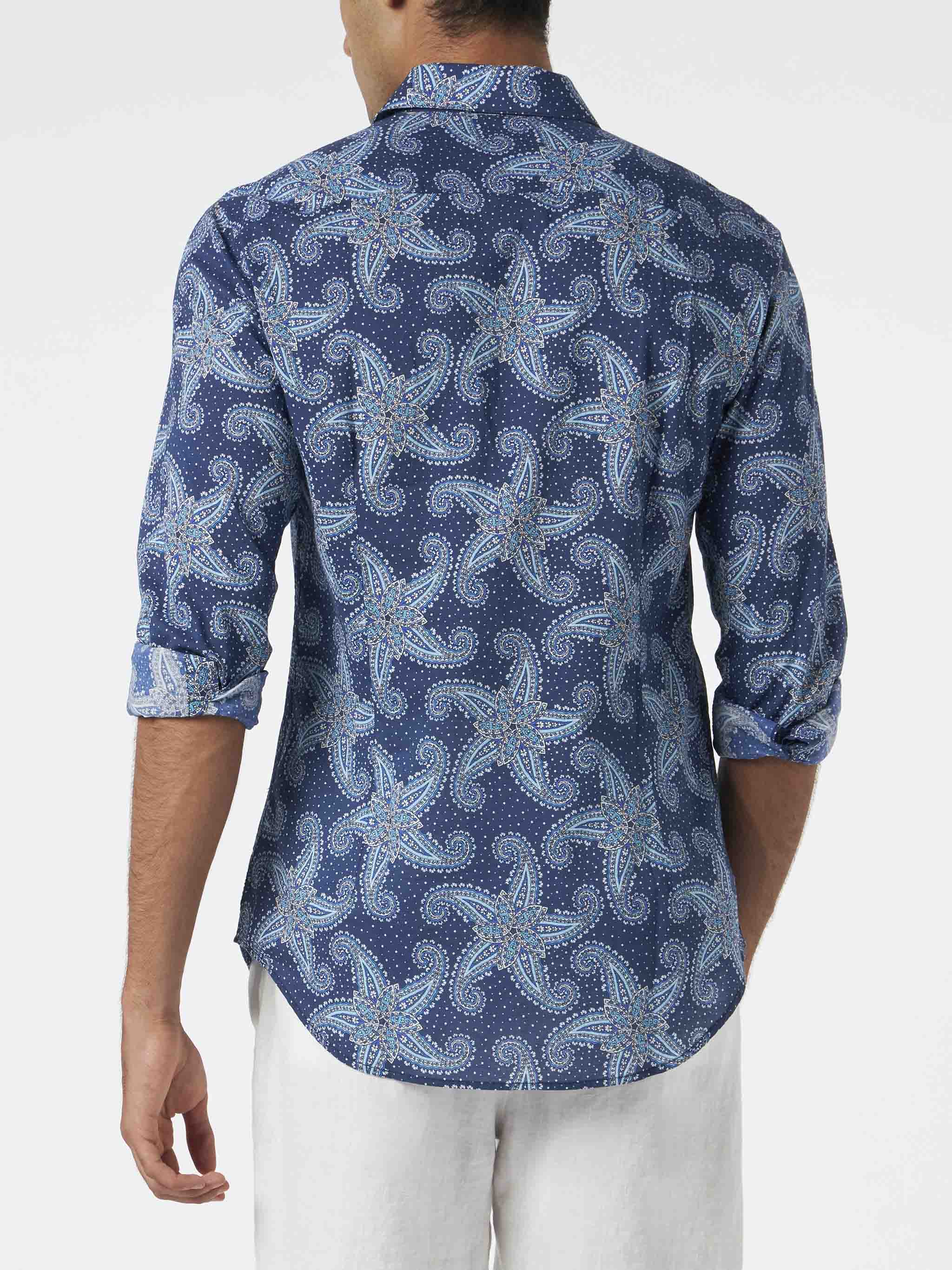 Camicia da uomo Sikelia in mussola di cotone con stampa stelle paisley