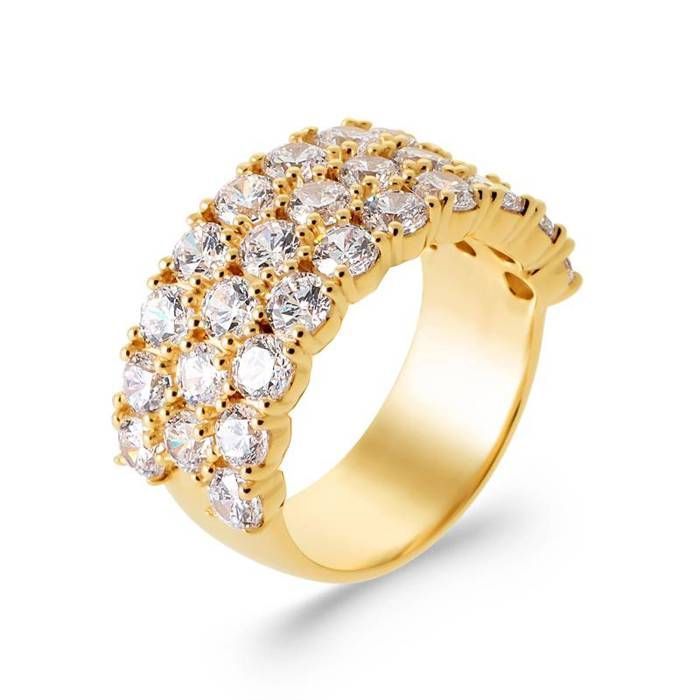 Anillo - BIJOUXIA - Circonita cúbica microengastada - Chapado en oro de 18 quilates - Unisex - Nuevo