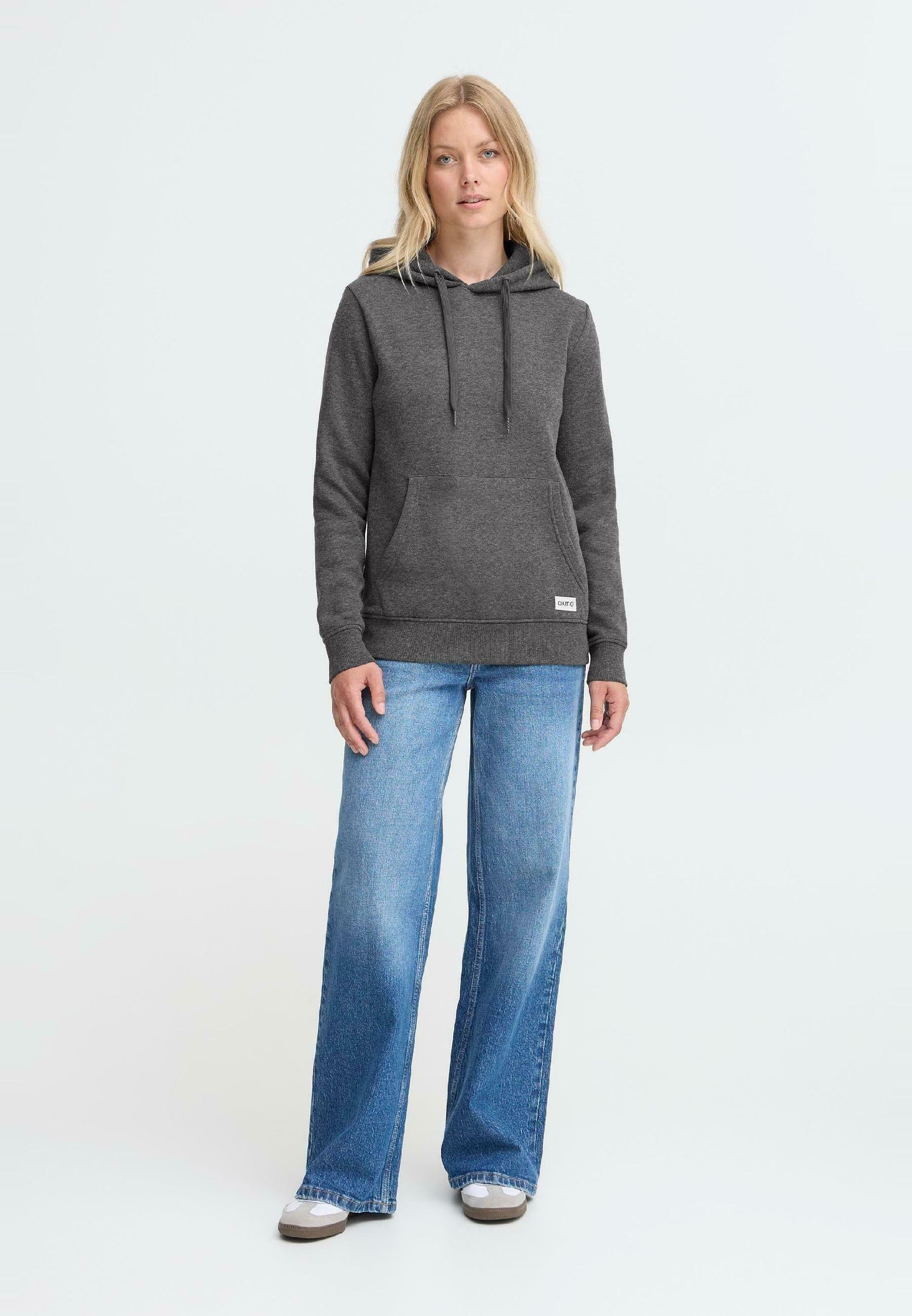 Oxmo OXKAREN - Sweat à capuche - dark grey melange
