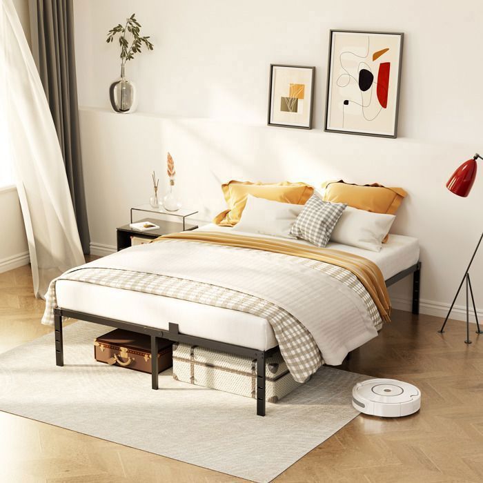 Estructura de cama para adultos - AURALUM MAX - 140x190cm - 9 patas - 14 listones metálicos - Capacidad de carga: 480kg
