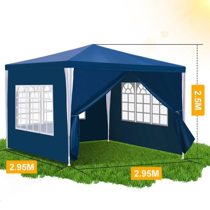 Bettizia Tente Pavillon Tente de Jardin protection parfaite par tous les temps 3x3m Bleu ACCESSOIRE DE GLORIETTE