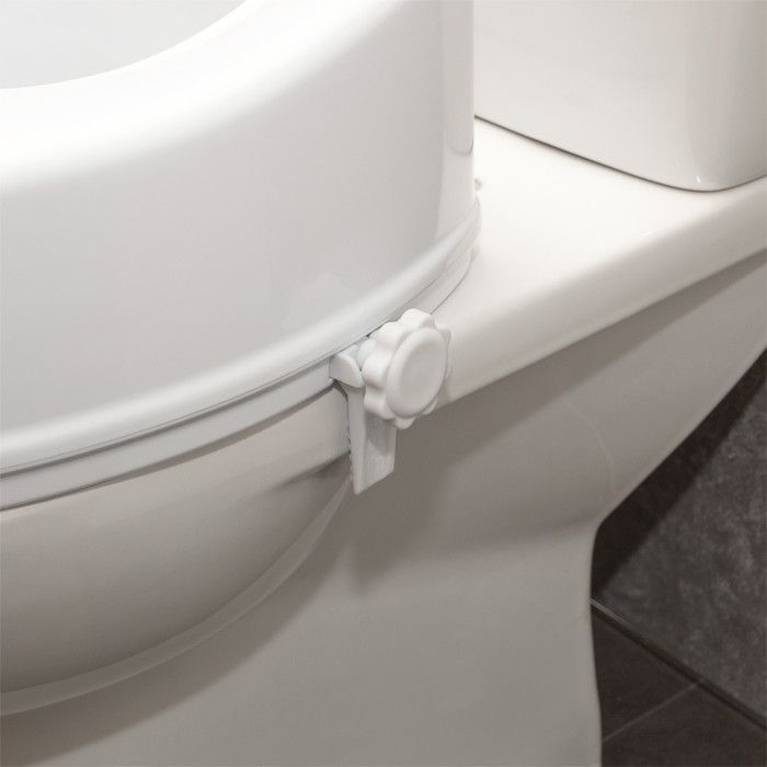 Asiento de inodoro elevado de plástico blanco Senator con tapa - Altura 10 cm