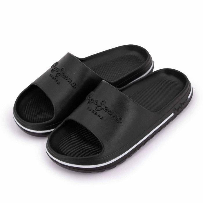 Chanclas de playa Pepe Jeans para mujer en color negro - Tira ancha - Logotipo de la marca