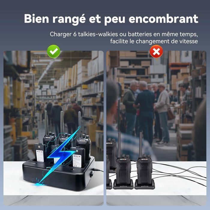 Walkie-talkies profesionales Retevis RT27, walkie-talkies recargables de largo alcance, RMR446 VOX, para seguridad y obras de construcción (6 unidades)