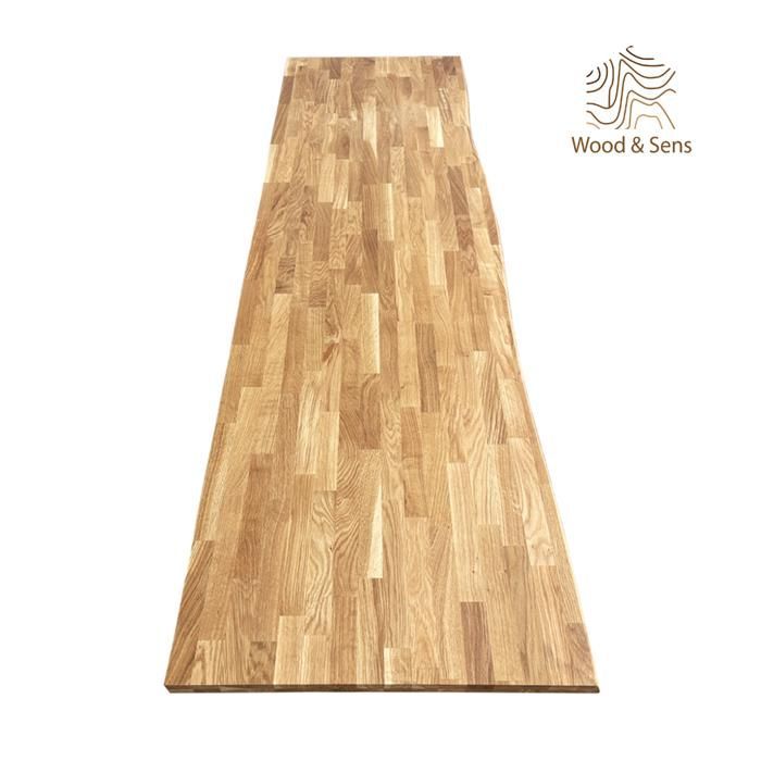 Solid oak worktop with natural oiled edge, 250 x 65 cm, 36 mm thick