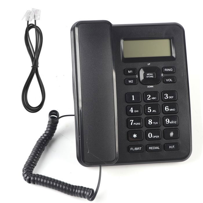 Téléphone fixe filaire pour maison et bureau, matériau ABS résistant, usage domestique et professionnel