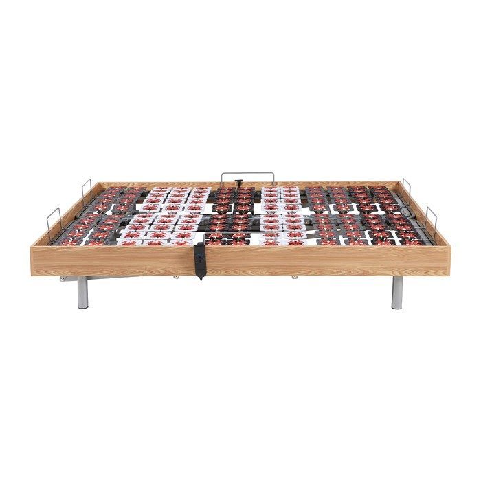 Base de cama eléctrica de relajación con elementos decorativos, 2 x 78 listones - 2 x 90 x 200 cm - Roble natural - NAFURI by YSMÉE