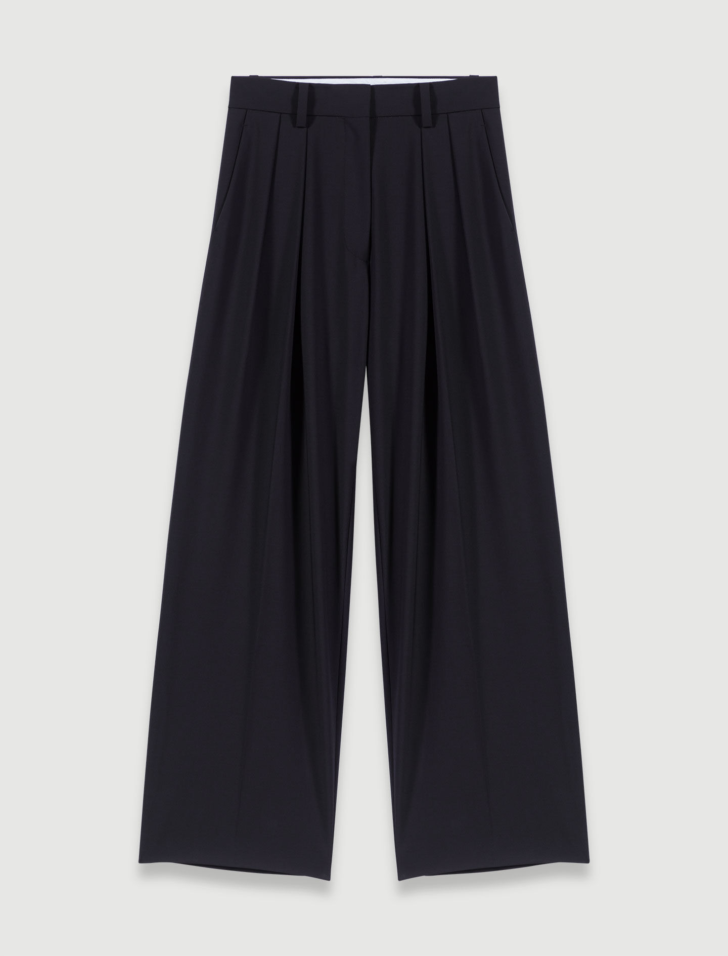 Pantaloni cu croi larg și curea - Negru
