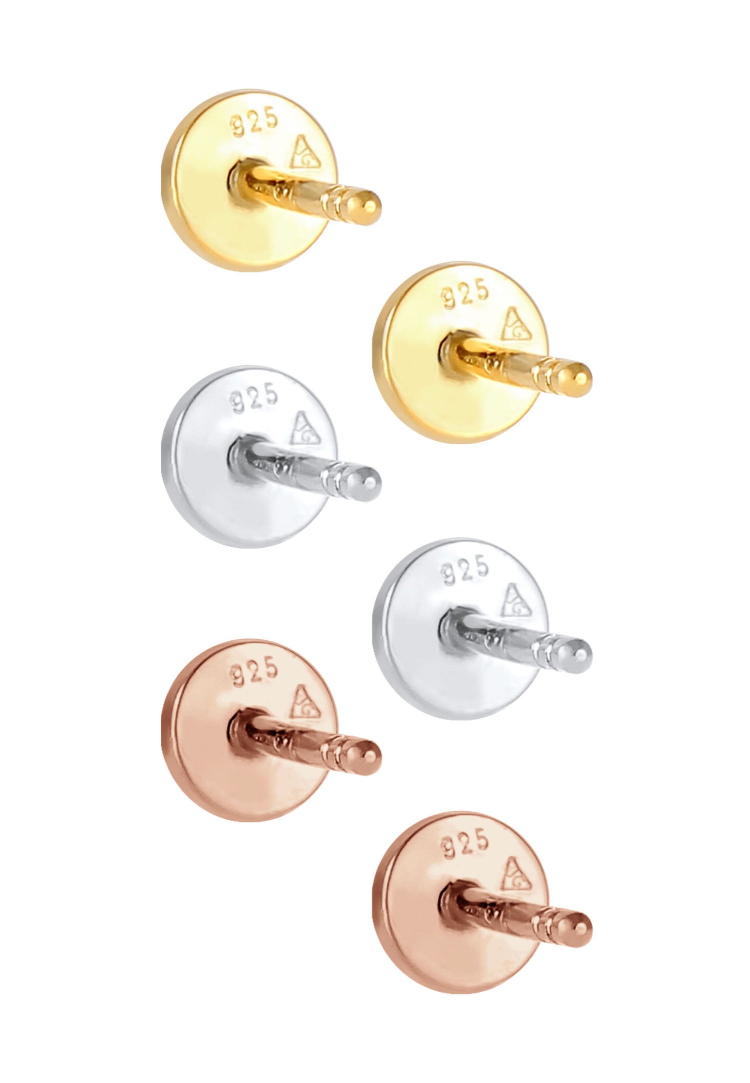 Elli Femmes Set de 3 Cercle Basique Tri-Color en Argent Sterling 925