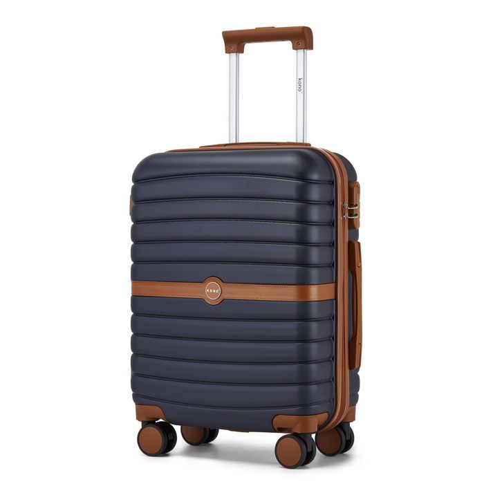 Maleta de cabina Kono, tamaño 55x40x20cm, carcasa rígida ABS+PC, maleta de viaje con ruedas y cerradura TSA, 4 ruedas dobles, azul marino.