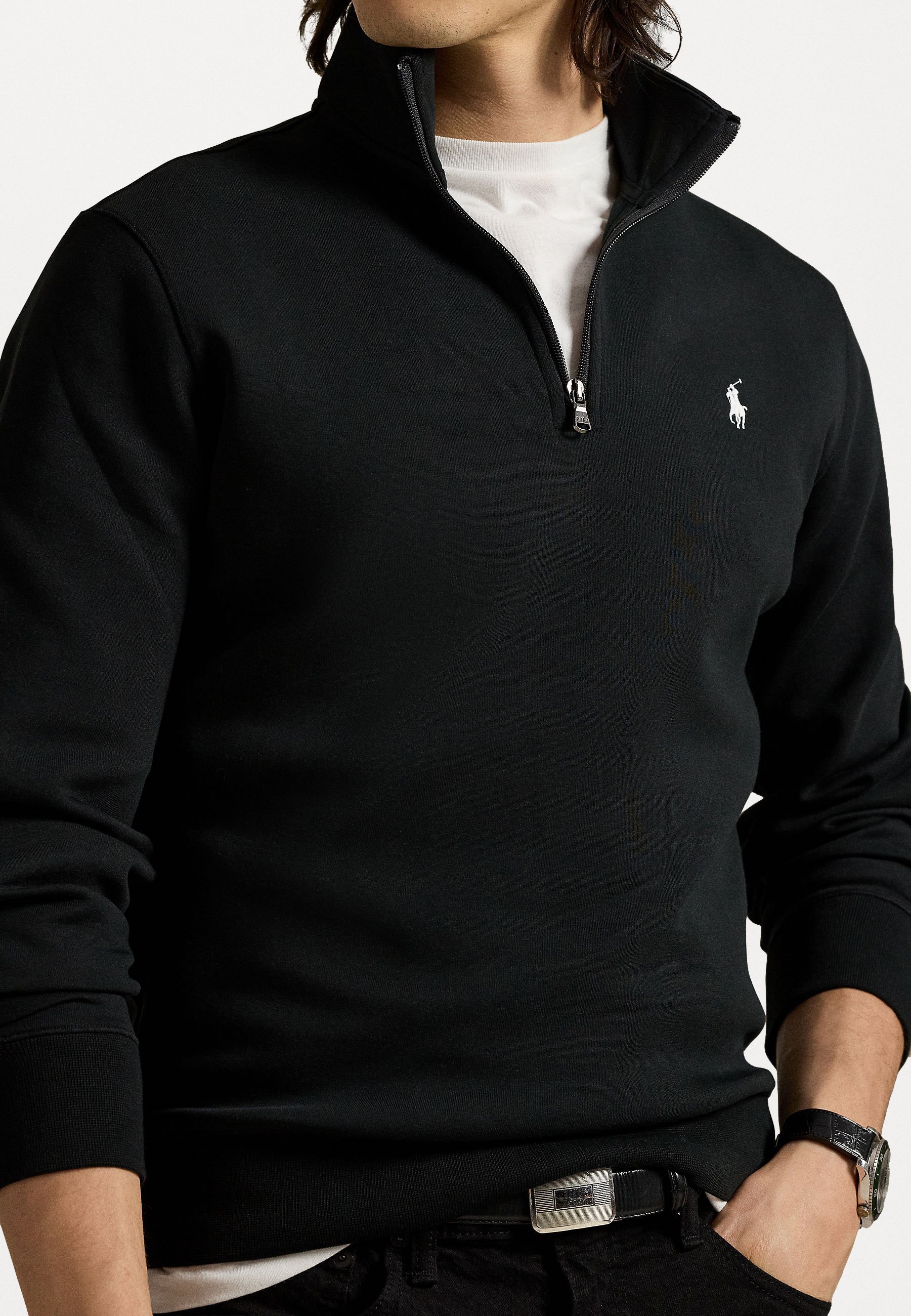 Polo Ralph Lauren DOUBLE-KNIT QUARTER-ZIP PULLOVER - Mikina - polo black/c1730