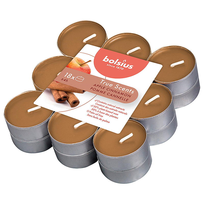 Bolsius värmeljus 18-pack med doft av äpple och kanel