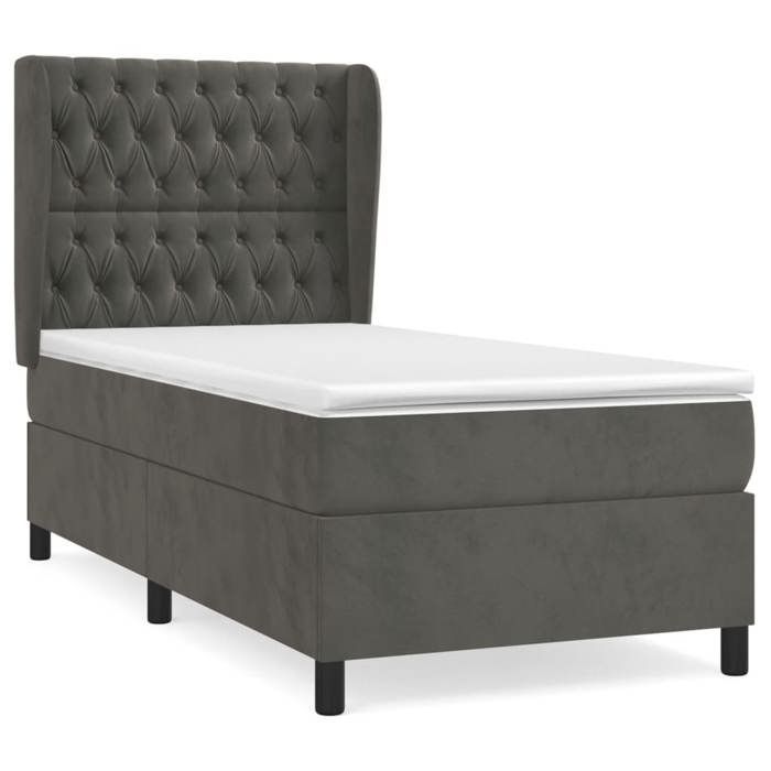 Rete a doghe e materasso - Maison Exclusive - Velluto grigio scuro - 80x200 cm - Massimo relax