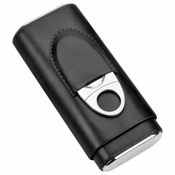Accesorios para humidor de puros - Estuche de viaje para puros - Caja de puros con cortador - Regalo para hombres - Negro - CIGAR HOUSE
