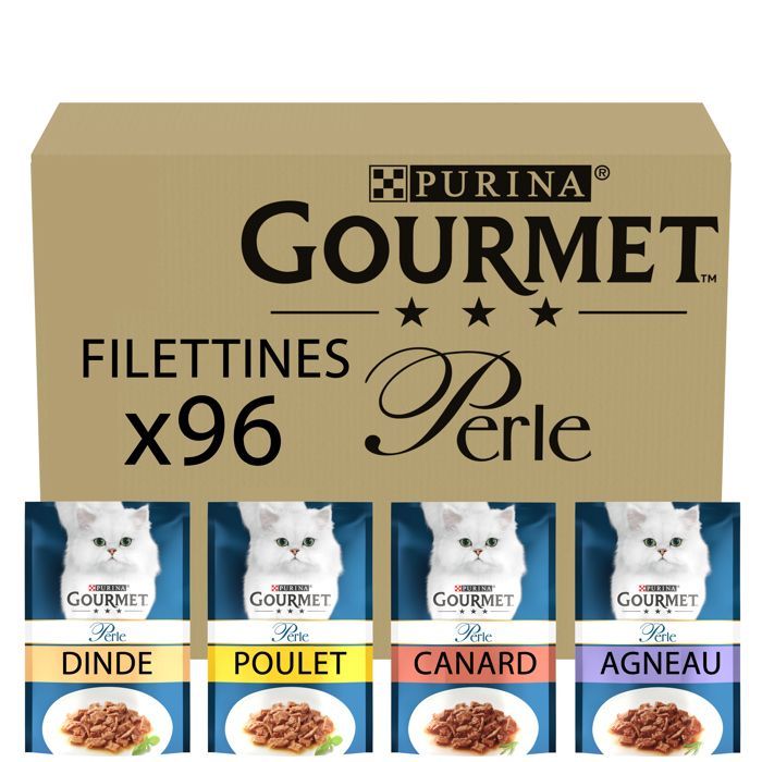 Filetes GOURMET PERLE en salsa, variedad múltiple - 96x85g - Bolsitas de comida para gatos adultos