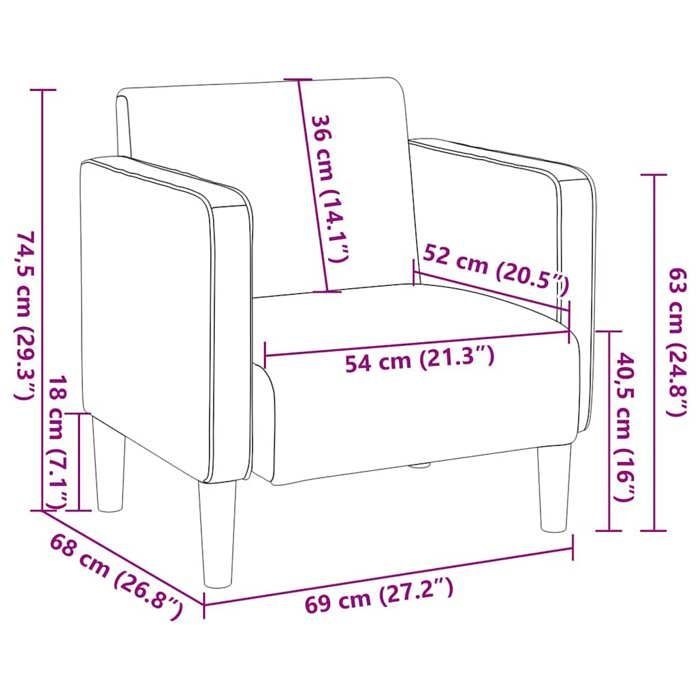 vidaXL Sessel/Sofa, cremefarben, 54 cm, Cordstoff, Einzelsofa, bequemes Sofa, TV-Sessel, Couch, Sitzmöbel 4100517