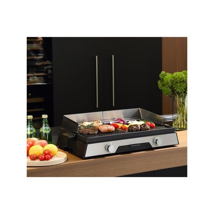 Chapa elétrica Kitchen Chef Plancha Grill 2200w em aço inoxidável, 52 x 31,5cm - PLANCHADUO2200