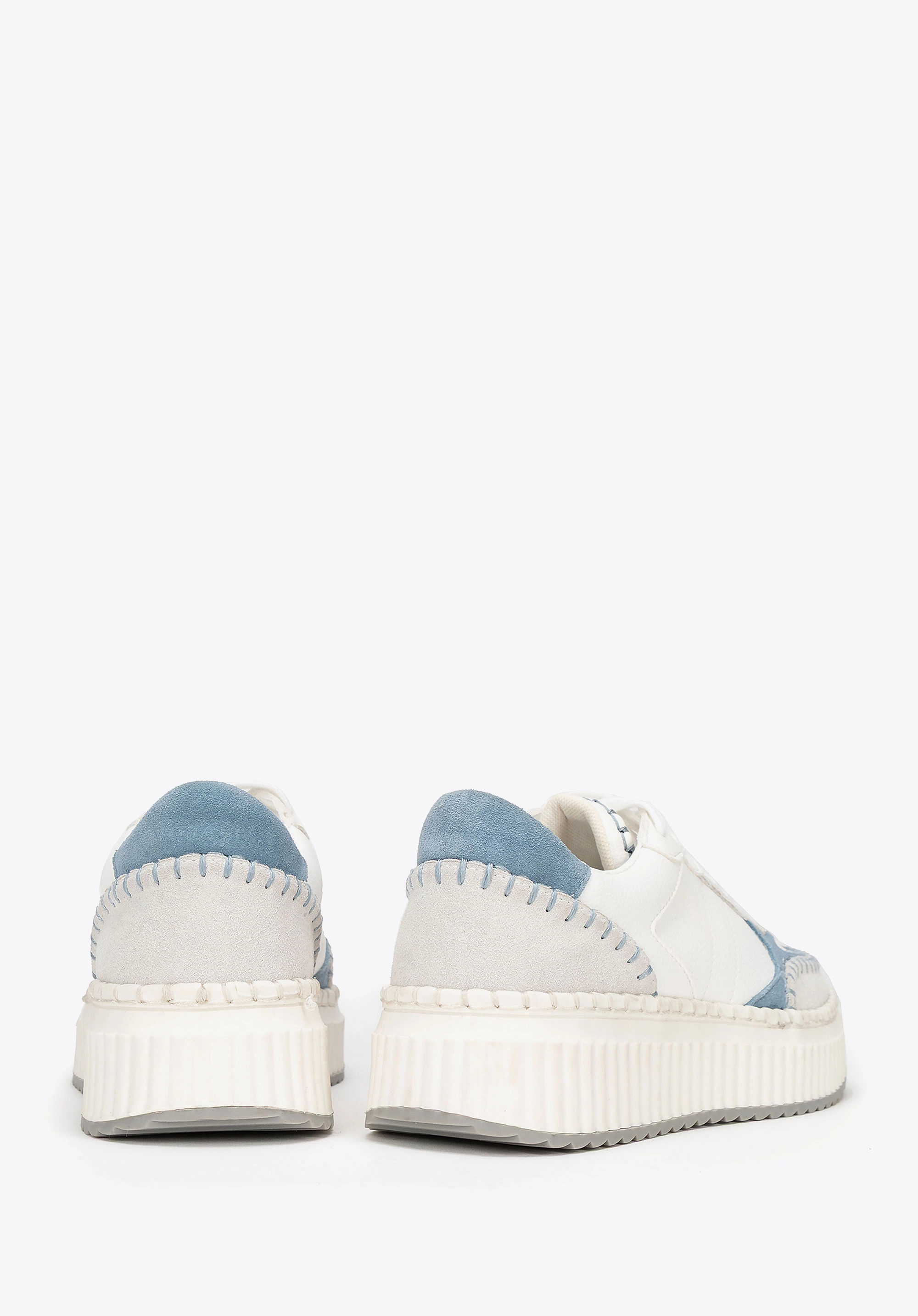 Damskie sneakersy z ekoskóry i skóry zamszowej niebieskie