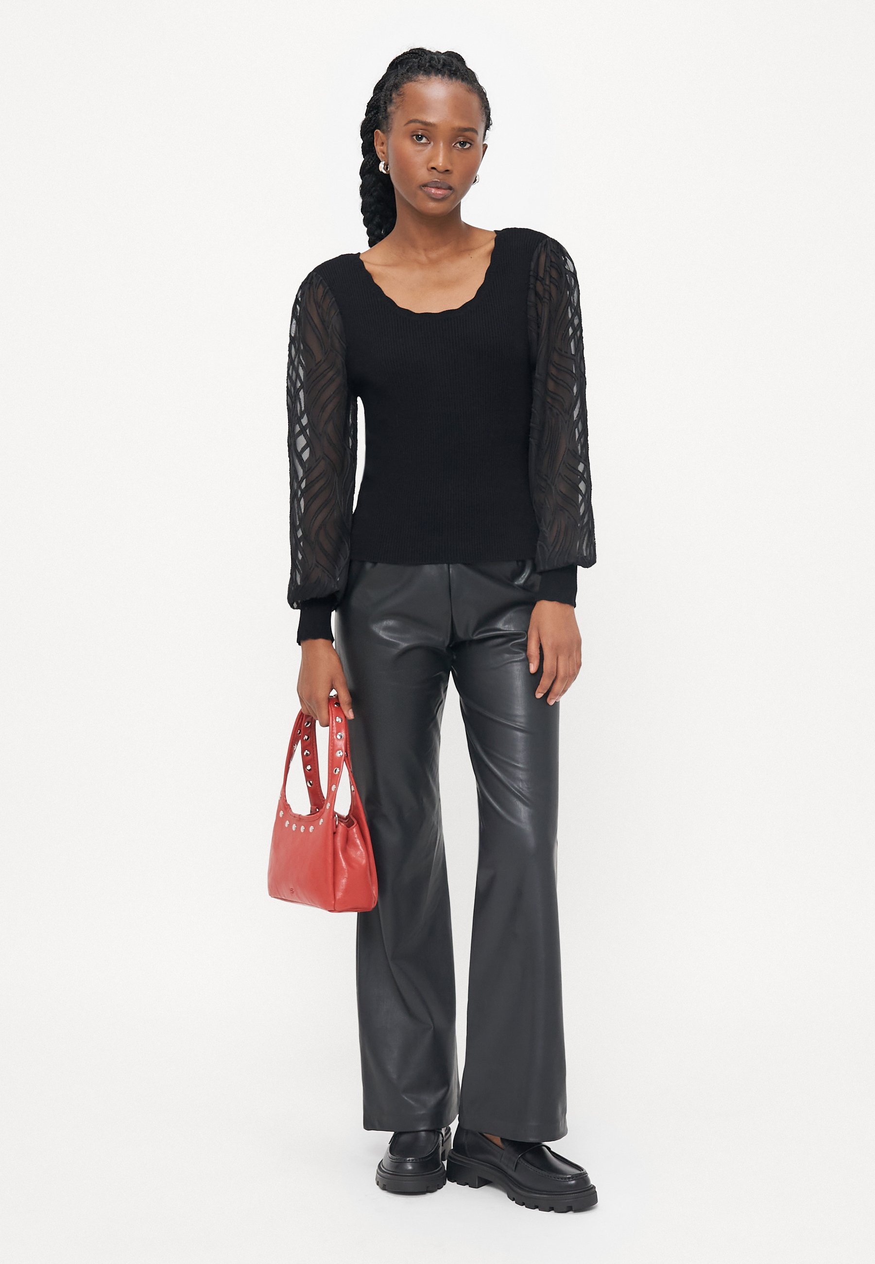 ONLY Petite ONLJULIE MIX COL O - Haut à manches longues - noir