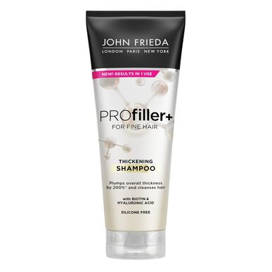 John Frieda Profiller Fine Hair šampūnas, drėkinamasis ir tankinamasis šampūnas ploniems plaukams, 250 ml