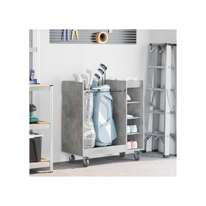 Armario de almacenamiento para golf - vidaXL - Gris hormigón - 90x45x98 cm - Gran capacidad de almacenamiento - 4 ruedas - Metal