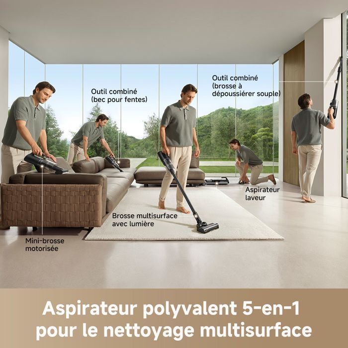 Dreame H14 Dual Aspirateur Laveur- 18kPa Aspirateur eau et poussieres, Aspirateur fonctionnel multisurfaces 5-en-1, Max 75Min