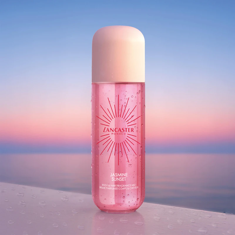 Lancaster Eau de Lancaster Hair & Body Mist, perfume em spray para rosto, corpo e cabelo com fragrância de jasmim ao pôr do sol.