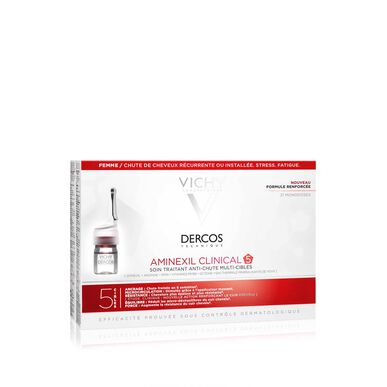 Dercos Dercos Aminexil Clinical 5 Femme hiustenlähtöä stimuloivat ampullit naisille, 21 ampullia