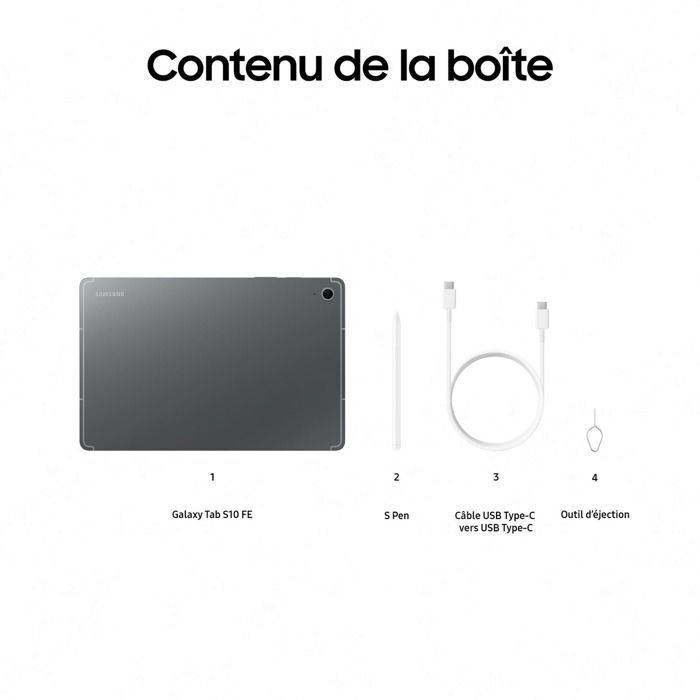 Tablette tactile Samsung Galaxy Tab S10FE 10.9'' 12Go 256Go WIFI GRAY