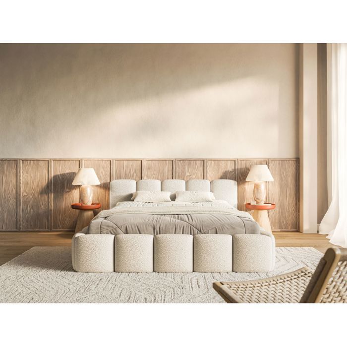 Cama tapizada – Cloudy Low – 200x200 cm – beige claro
