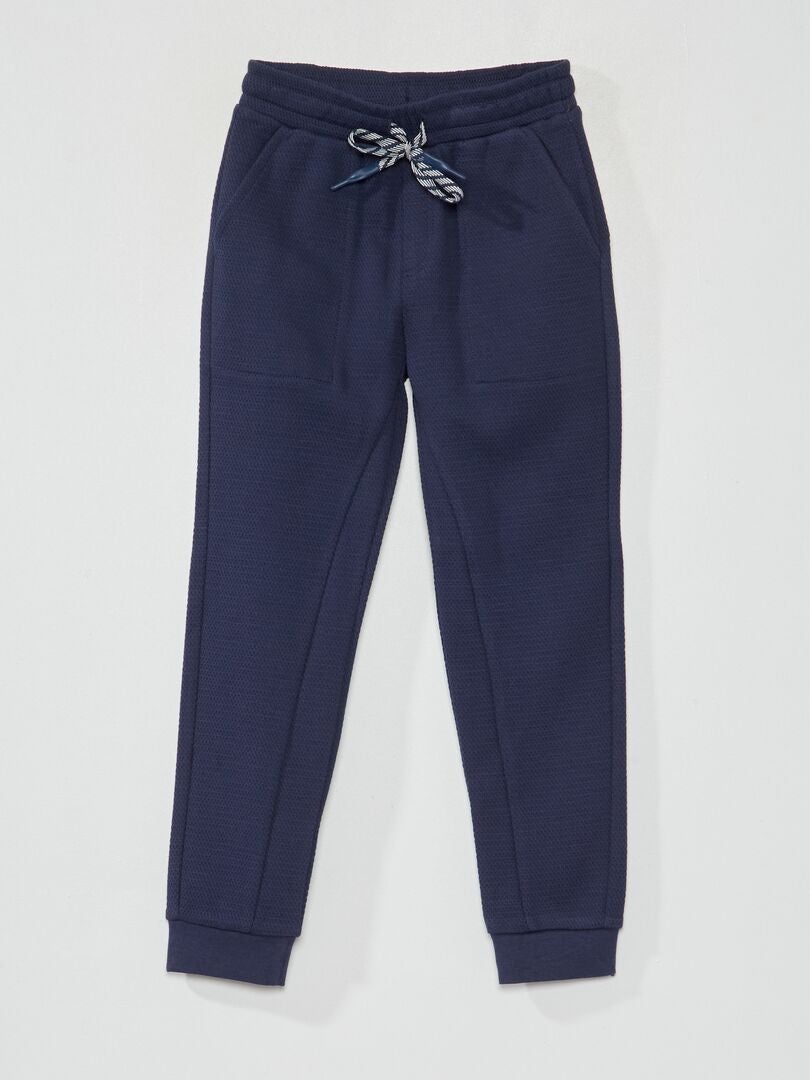 Joggingbroek van katoenpiqué - Comfortabelere pasvorm - Blauwzwart