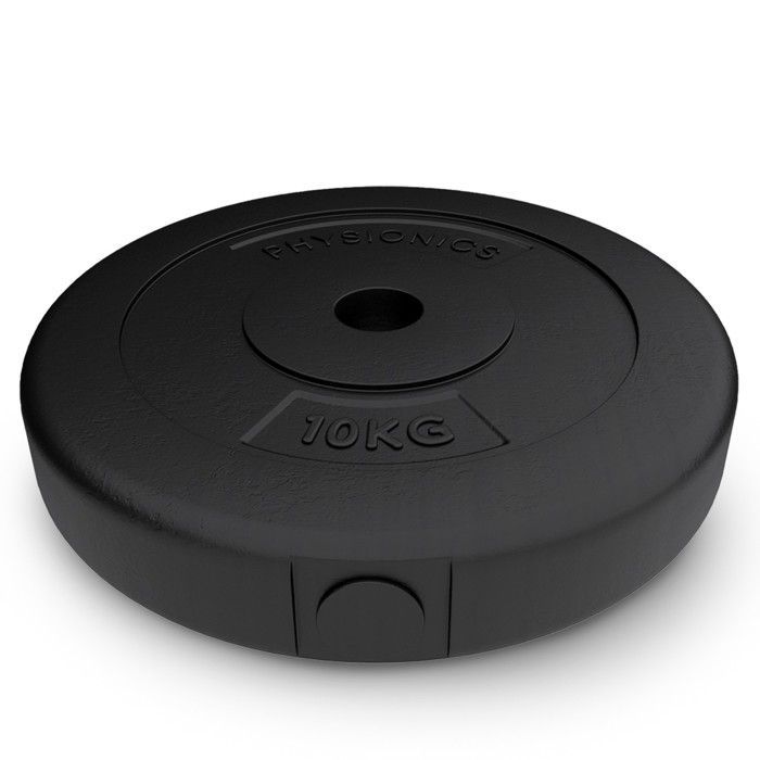 Physionics® Gewichtsschijven - Set van 2 x 10 kg, Ø 31 mm, met kunststof coating - Schijven voor dumbbells, fitness,