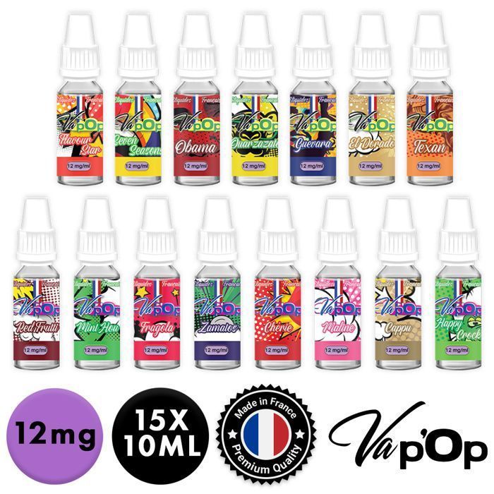 Liquido per sigaretta elettronica - 12 mg - 70 PG/30 VG - 15 x 10 ml Full Discovery Vap'Op